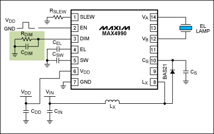 Figure 12. CDIM is connected in parallel with RDIM to GND.