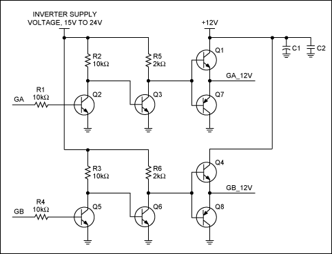 圖1. 增強DS39xx柵極驅動的外部電路