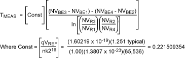 Equation 2. Simplified four-current temperature measurement equation.