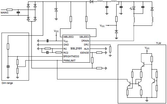 市電接入SSL2101驅(qū)動(dòng)電路應(yīng)用圖