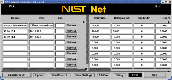 圖7. NISTnet的GUI界面