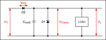 Figure 6. By replacing the fuse used in Figure 5 with a diode, this circuit provides overvoltage protection. It also protects against negative transients and reverse battery connections.