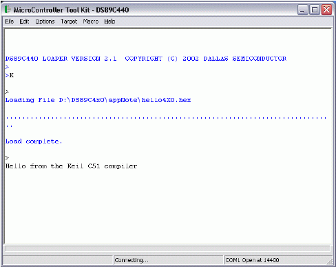 Figure 4. Loading and running the application in MTK.