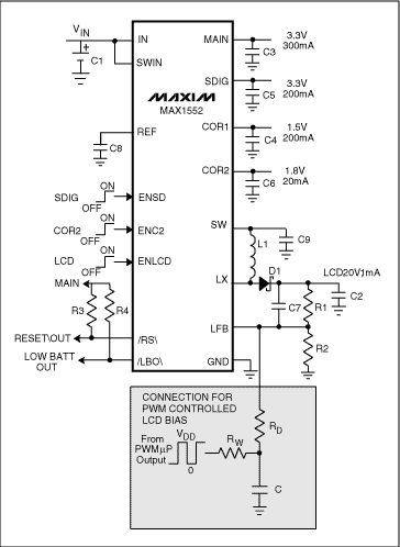 Figure 1. LCD Driver with positive output voltage.