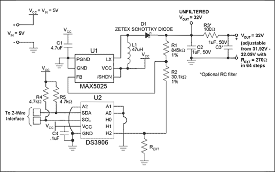 圖3. 使用DS3906的最終電路