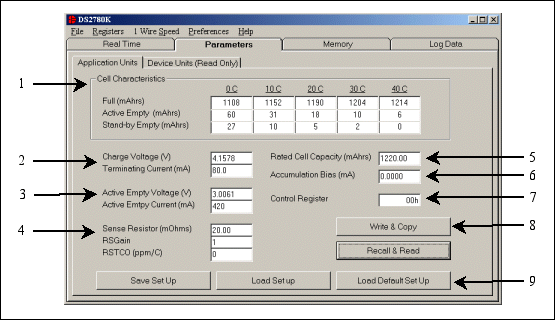 Figure 1.  Application units subtab of parameters tab.