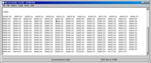 圖6. 如果MAXQ7665配置正確，寄存器映射應該以Module 0，Register 0開始。