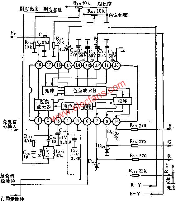 BJ5612方框圖和外圍電路圖  m.1cnz.cn