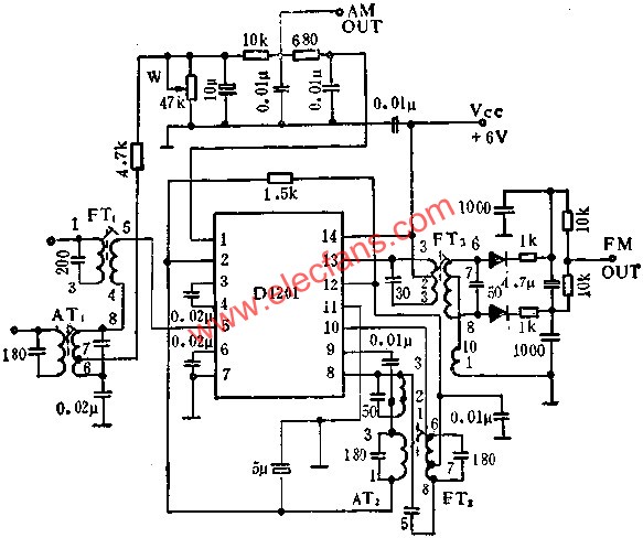 D1201調(diào)頻/調(diào)幅中頻放大電路的應(yīng)用  m.1cnz.cn