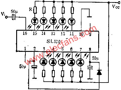 SL320雙路五位LED電平顯示驅(qū)動(dòng)電路的應(yīng)用  m.1cnz.cn