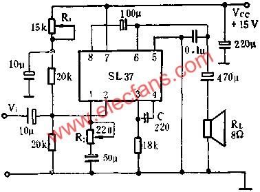 SL37音頻功率放大電路的應(yīng)用  m.1cnz.cn