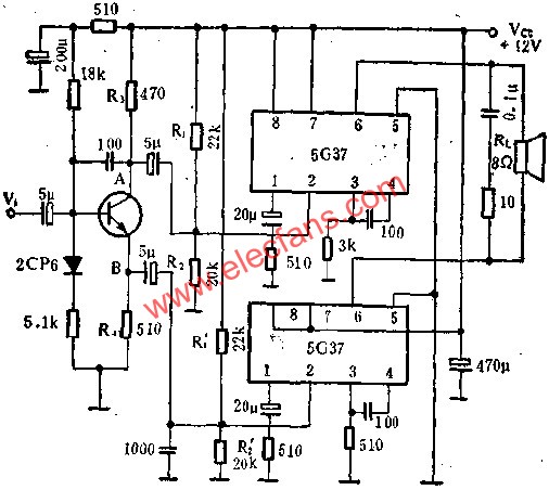 5G37音頻功率放大電路的應用  m.1cnz.cn