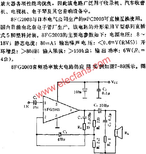 8FG2003音頻功率放大電路的應用  m.1cnz.cn