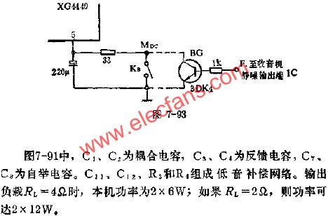 XG4440收音機集成電路靜噪音接入圖  m.1cnz.cn