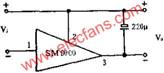 SM9000系列集成穩壓模塊的典型應該線路圖  m.1cnz.cn