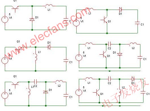 依次為buck,boost,buck-boost,cuk,zeta,sepic變換器 m.1cnz.cn