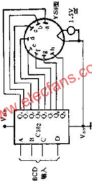 C302八段字形譯碼器驅(qū)動10V熒光數(shù)碼管線路圖  m.1cnz.cn