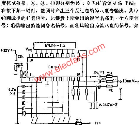 BH501鋼琴包絡門電路的應用電路圖  m.1cnz.cn