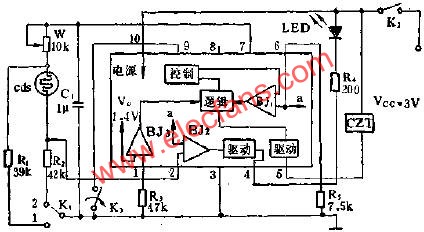 SF1212自動曝光集成電路的應用電路圖  m.1cnz.cn