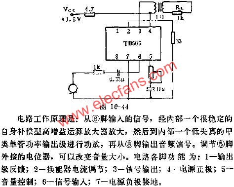 TB505助聽器電路的應用電路圖  m.1cnz.cn