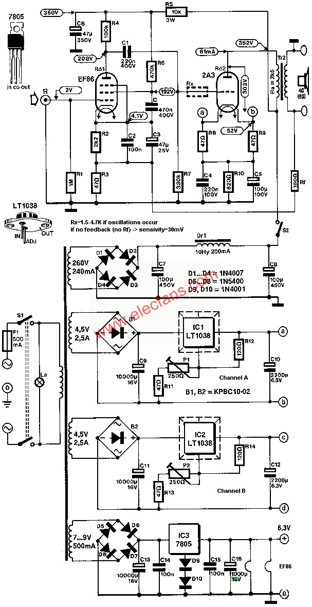 2A3膽機電路圖(一) m.1cnz.cn