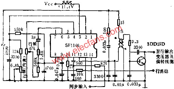 SF1166行掃描電路的應用電路圖  m.1cnz.cn