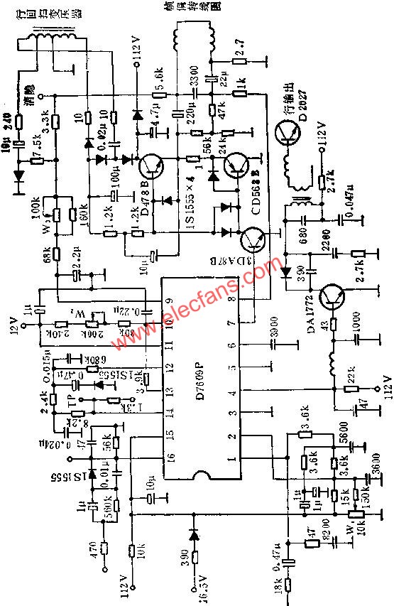 D7609P行場掃描電路的應用電路圖  m.1cnz.cn