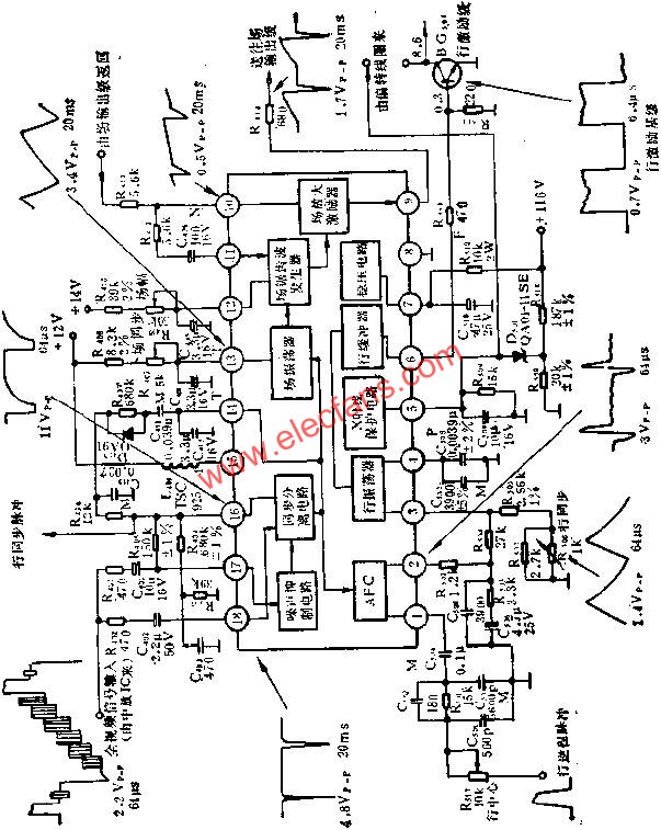 DG5435行場掃描電路的應用電路圖  m.1cnz.cn