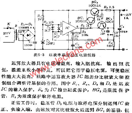 運放串聯型穩壓電源電路  m.1cnz.cn