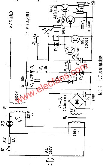 電子滅鼠器電路  m.1cnz.cn