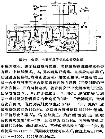 收音、電視兩用信號發生器印制板