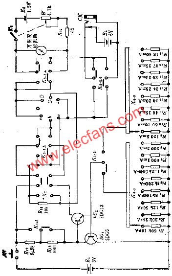 晶體管測試儀電路  m.1cnz.cn