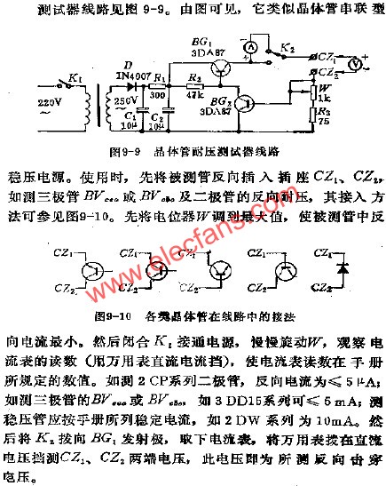 晶體管耐壓測試器電路  m.1cnz.cn