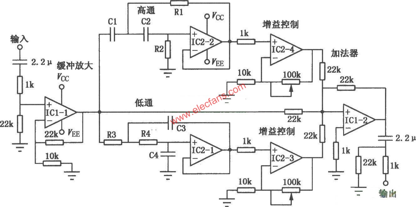 運放型BBE處理器電路圖  m.1cnz.cn