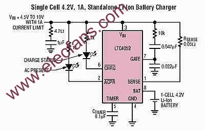 帶過流保護功能的LTC4052脈沖充電器 m.1cnz.cn