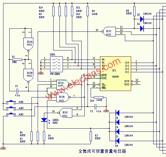 全集成電路制成的可預(yù)置的電子電位器  m.1cnz.cn