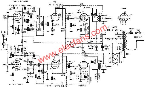 電子管小功放的制作電路原理圖