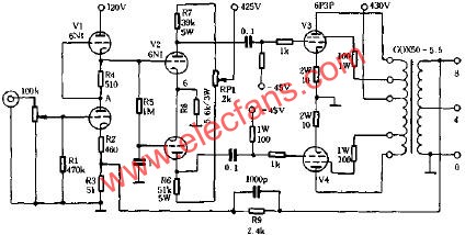 電子管功放的調試電路原理圖  m.1cnz.cn