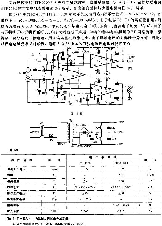 100W+100W厚膜功率放大器電路原理圖