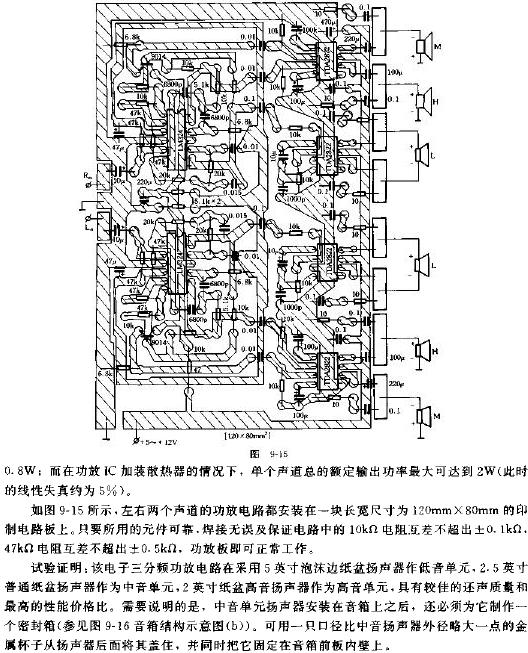 小功率電子三分頻有源音箱制作電路圖