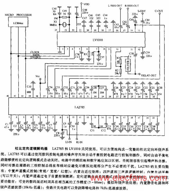 LA2785和LV1010組成的杜比定向邏輯解碼器電路