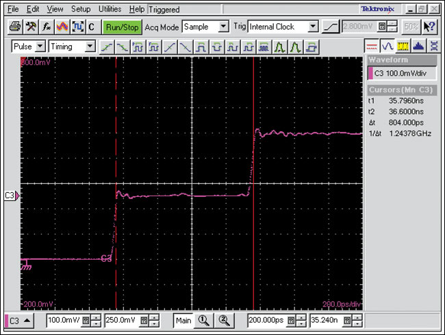 Figure 6. CSA8000 TDR of a 2in SMA cable.