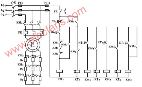 時間原則控制繞線式異步電動機轉(zhuǎn)子串電阻起動控制線路