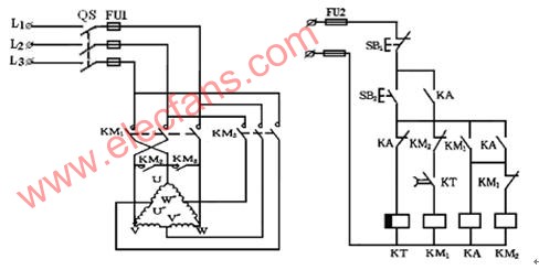 自動控制的雙速電動機控制線路 http://m.1cnz.cn