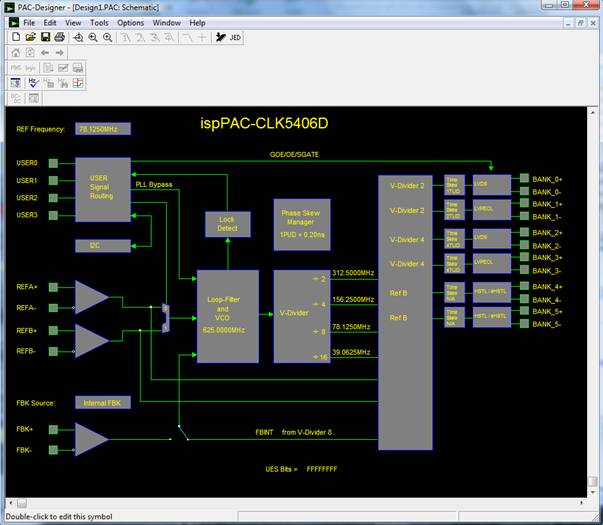 圖2：PAC-Designer 5.2中顯示的萊迪思ispClock5406D框圖。