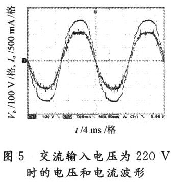 交流輸入電壓為220V時的電壓和電流波形