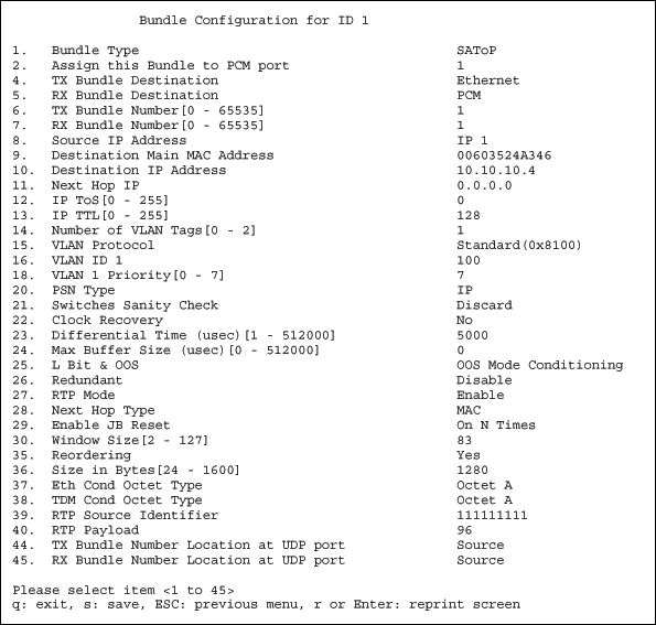 Figure 12. Bundle Configuration menu after enabling RTP mode.