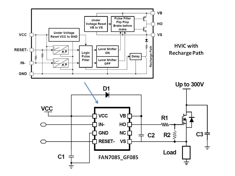 圖4 HVIC高邊及Vboot再充電功能