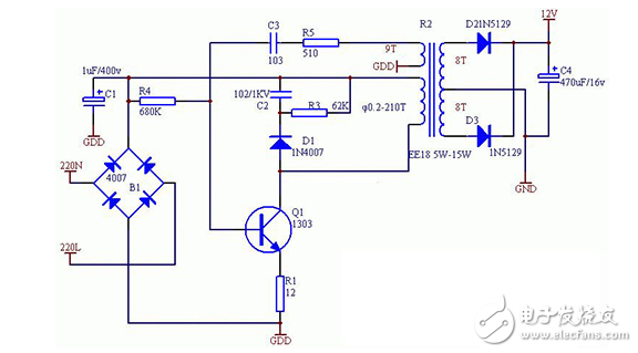 220v轉(zhuǎn)12v原理圖