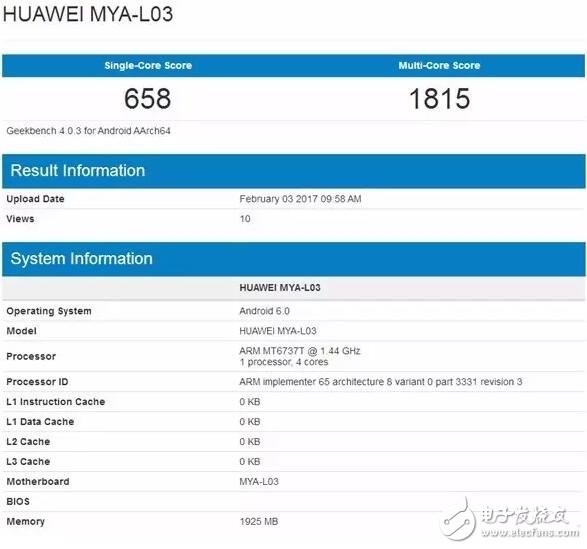 華為新機曝光，入門級神級多核跑分1815+2G運存